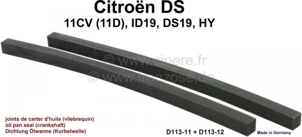 Citroen-DS-11CV-HY - Oliepanrubber afdichting (2 stuks), afdichting naar de krukas. Geschikt voor Citroen 11CV 