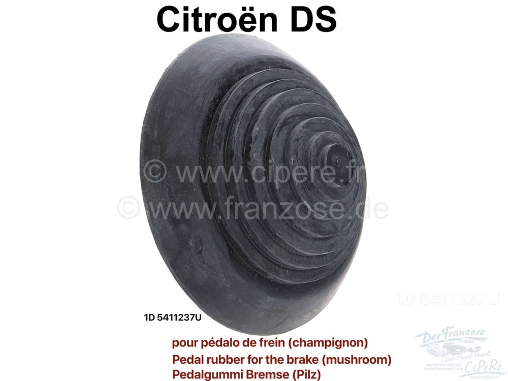 Sonstige-Citroen - Rempedaalrubber (paddenstoel). Geschikt voor Citroën DS. Buitendiameter: ca. 73mm. Of. Nr