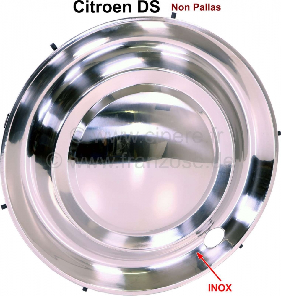 Sonstige-Citroen - Roestvrijstalen wieldop, geschikt voor Citroen DS Non Pallas. 15 inch diameter. Deze naafd