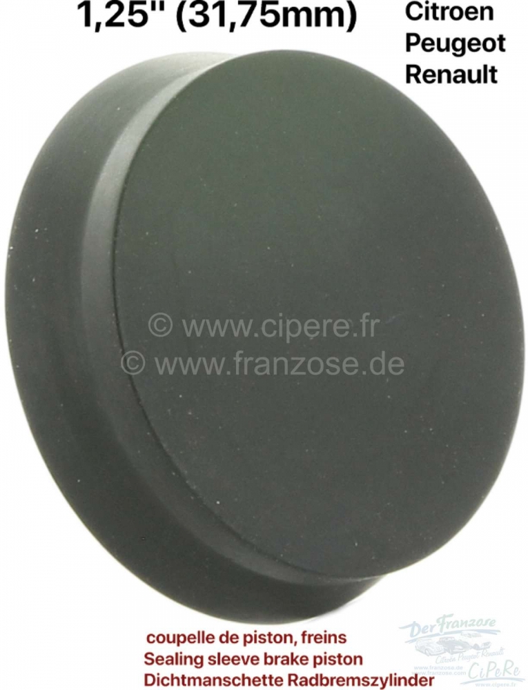 Alle - Afdichtingsbus voor remzuiger. Bijvoorbeeld remcilinder voorwiel Citroen 11CV (1,25 inch).