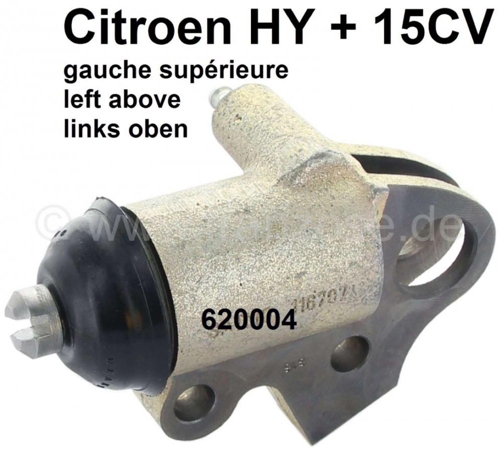 Citroen-DS-11CV-HY - Wielremcilinder linksvoor, boven. Geschikt voor Citroen HY + Citroen 15CV. Zuiger diameter
