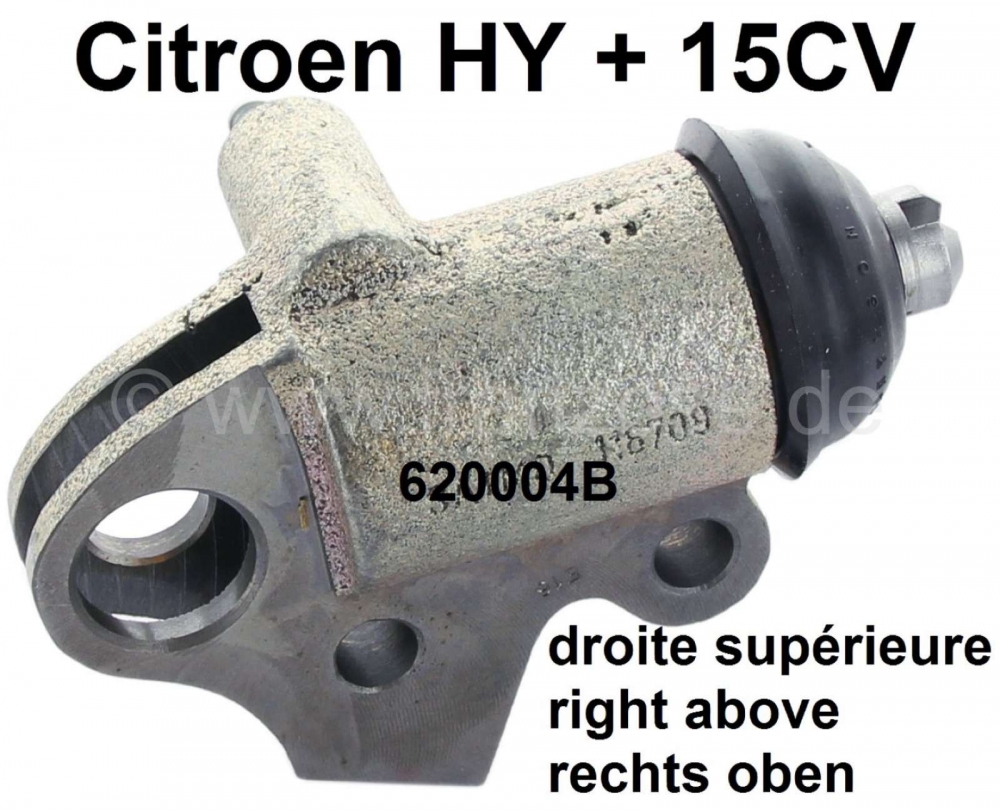Citroen-DS-11CV-HY - Wielremcilinder rechtsvoor, boven. Geschikt voor Citroen HY + Citroen 15CV. Zuiger diamete