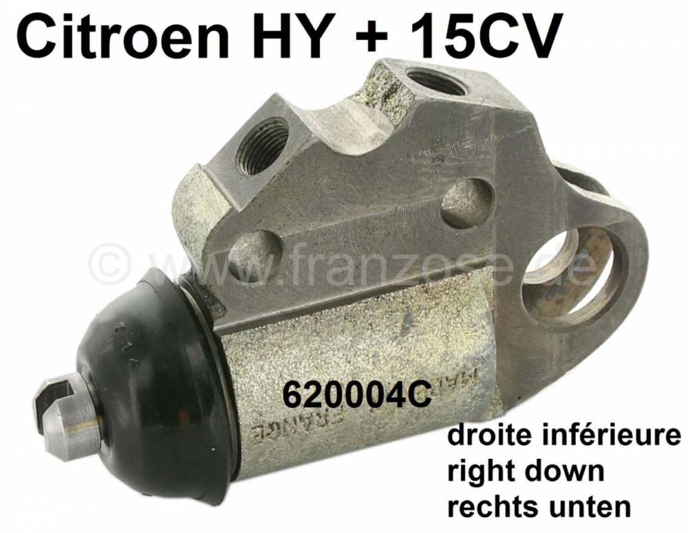 Citroen-DS-11CV-HY - Wielremcilinder rechtsvoor, onder. Geschikt voor Citroen HY + Citroen 15CV. Zuiger diamete