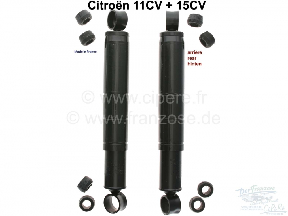 Citroen-DS-11CV-HY - Schokdemper (2 stuks) oliedruk, voor de achteras. Geschikt voor Citroen 11CV + 15CV. Of. N