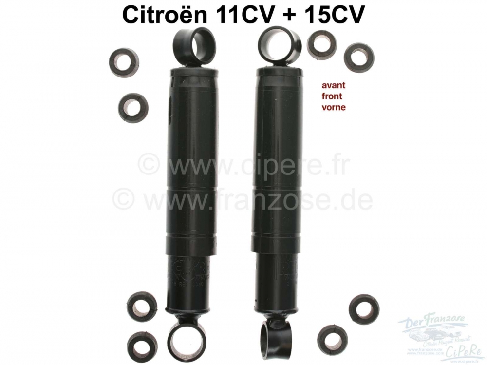 Citroen-DS-11CV-HY - Schokdemper (2 stuks) oliedruk, voor de vooras. Geschikt voor Citroen 11CV + 15CV. Of. Nr.