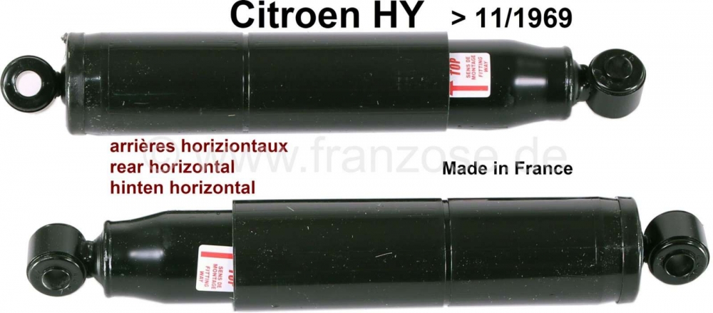 Citroen-DS-11CV-HY - Achterschokbreker (2 stuks), horizontaal gemonteerd (horizontaal). Geschikt voor Citroen H