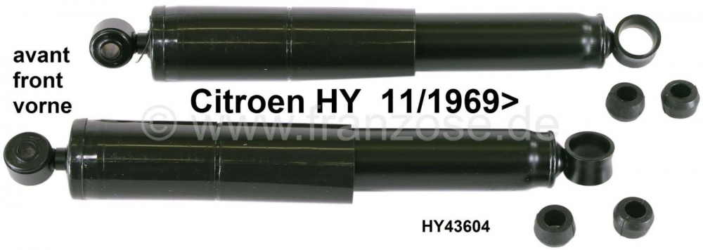 Citroen-DS-11CV-HY - Schokbreker voor (2 stuks), buitenste. Geschikt voor Citroen HY, vanaf modeljaar 11/1969. 