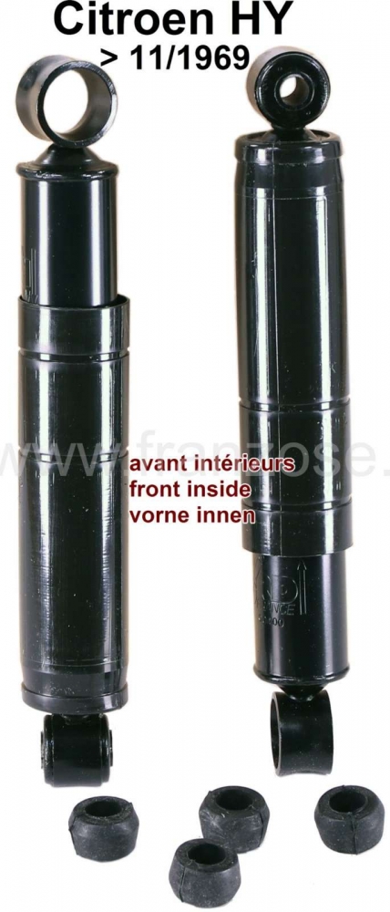 Citroen-DS-11CV-HY - Schokbreker voor, binnenwerks (2 stuks). Geschikt voor Citroen HY, tot bouwjaar 11/1969. L