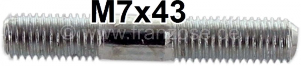 Renault - Draadbout M7x43mm (schroefdraad M7x1). Deze tapbouten werden bijvoorbeeld gemonteerd op he