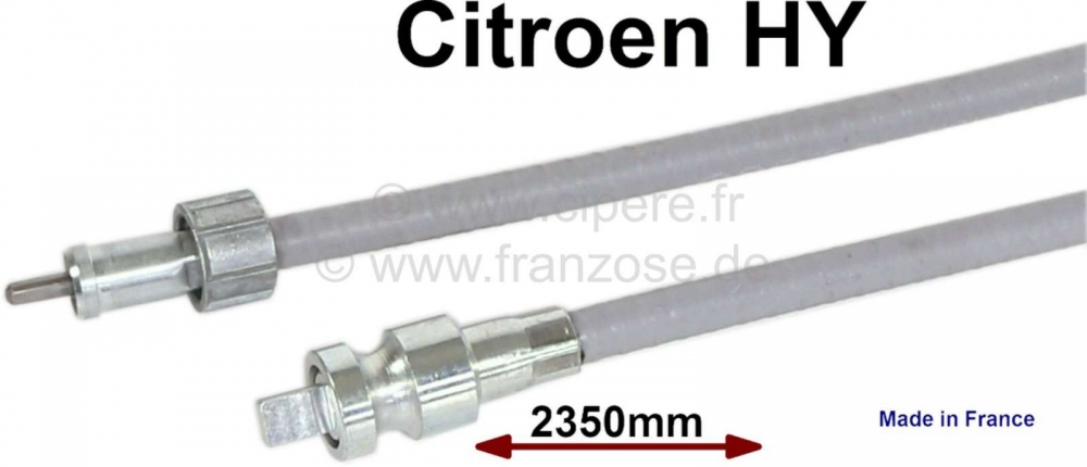 Citroen-DS-11CV-HY - Complete snelheidsmeterkabel. Geschikt voor Citroen HY. Lengte: 2350mm.