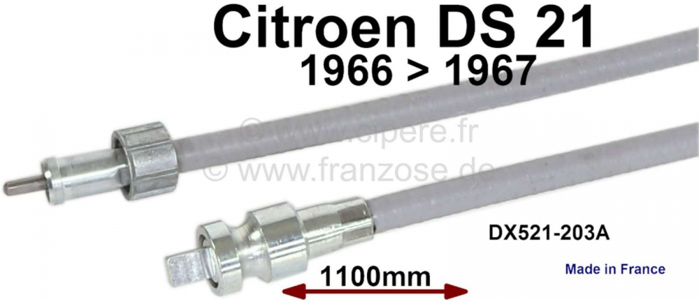 Citroen-DS-11CV-HY - Snelheidsmeter kabel onderkant. Geschikt voor Citroen DS21, met 5-versnellingsbak. Geïnst