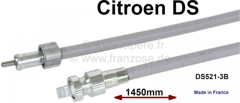 Citroen-DS-11CV-HY - Snelheidsmeter kabel onderkant. Geschikt voor Citroen DS, met 4-versnellingsbak, handgesch