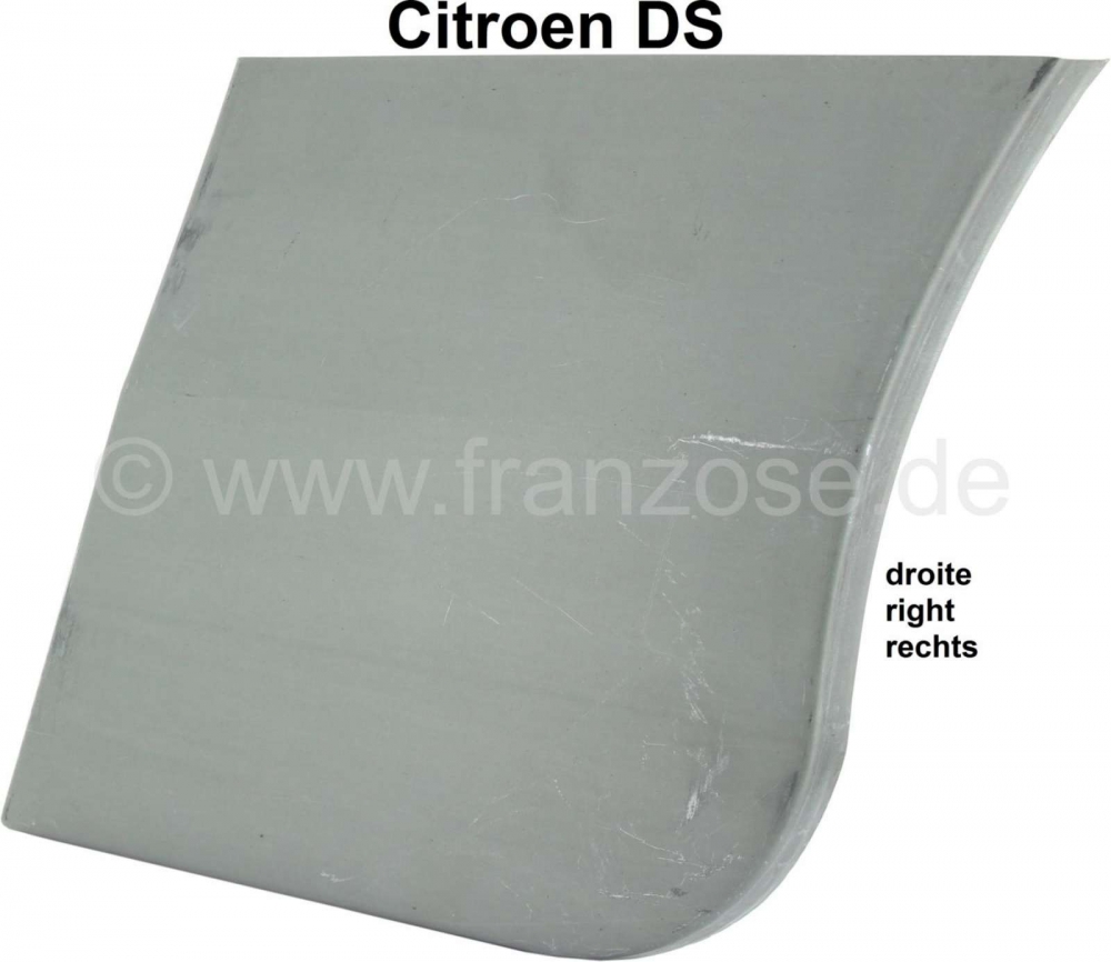Citroen-DS-11CV-HY - Rechter voorspatbord. Groot reparatiepaneel voor de hoek van het spatbord op de A-stijl (a