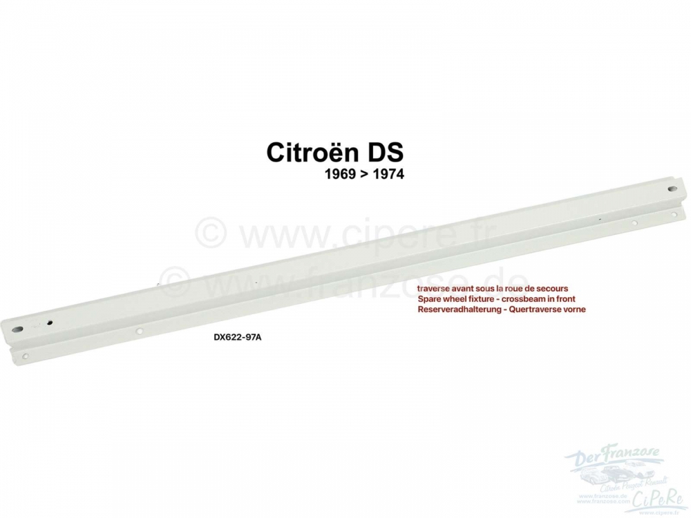 Citroen-DS-11CV-HY - Reservewielhouder - dwarsbalk vooraan, tussen de spatborden. Geschikt voor Citroen DS, nie
