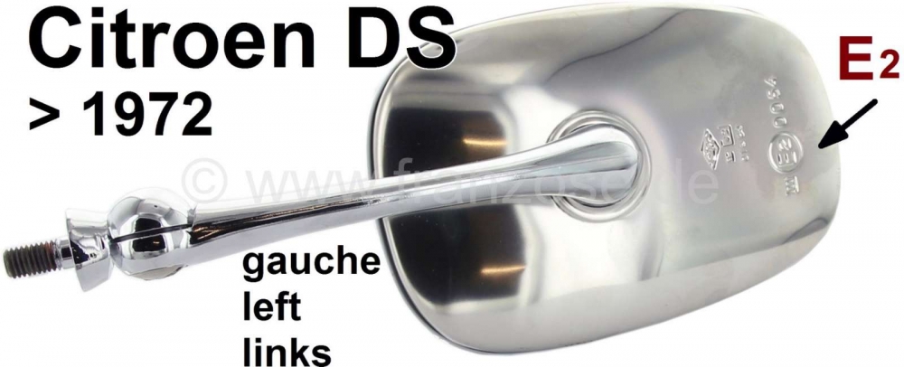 Citroen-2CV - Spiegel links. Geschikt voor Citroen DS, tot modeljaar 1972, Or. no. DX551-3A. Origineel C