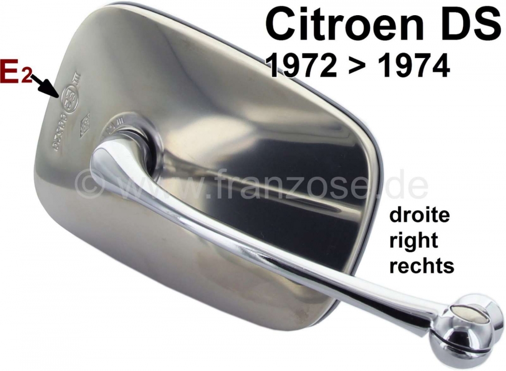 Sonstige-Citroen - Spiegel rechts. Geschikt voor Citroen DS, vanaf modeljaar 1972, Or. no. DX551-3R. Originee