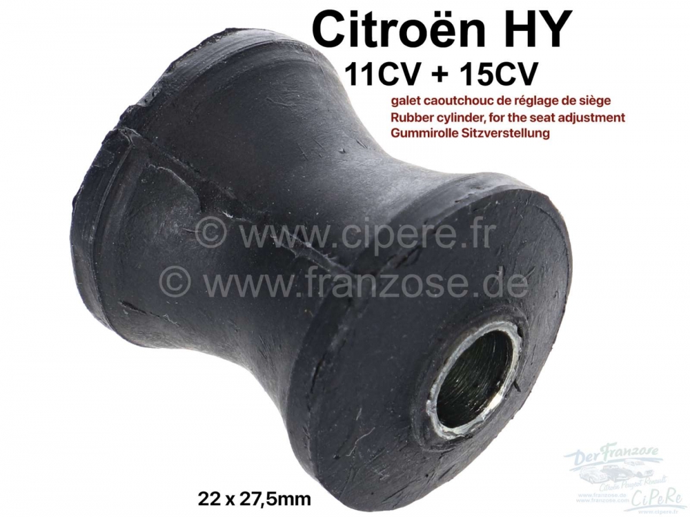 Citroen-DS-11CV-HY - Rubberen rol, voor stoelverstelling. Geschikt voor Citroen 11CV/15CV, Citroen HY. Afmeting