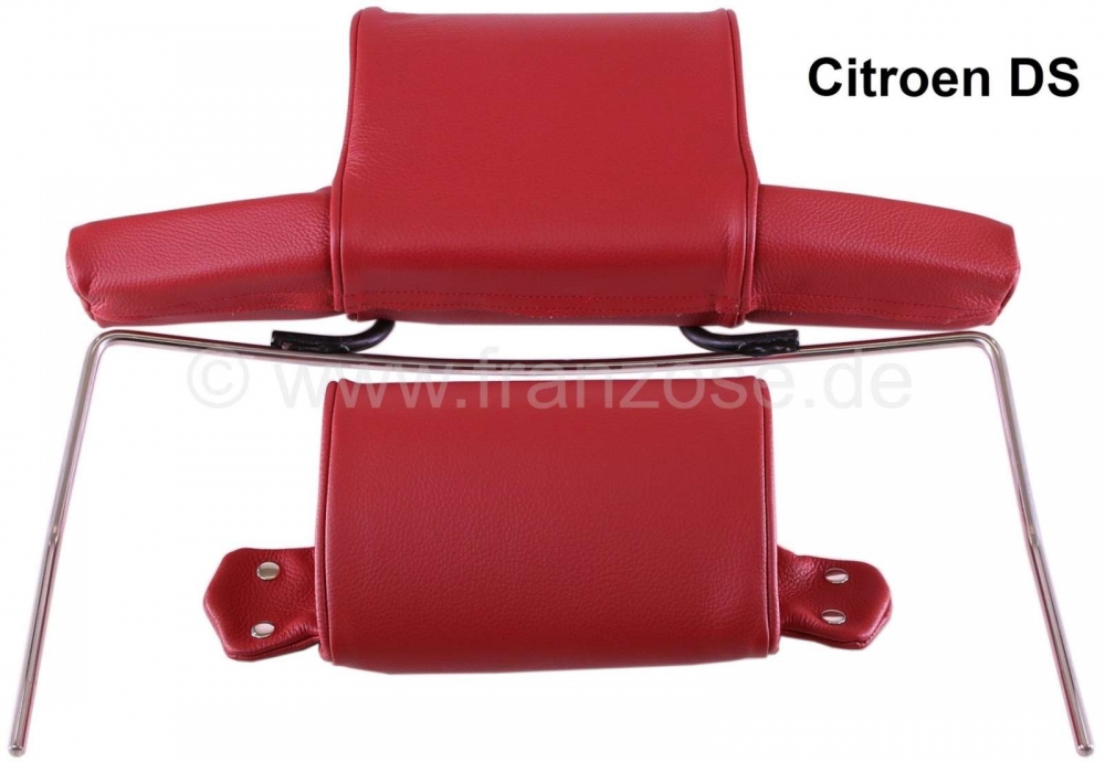 Sonstige-Citroen - Brede hoofdsteun, geschikt voor Citroen DS (2-delig). Rood leer. Per stuk.