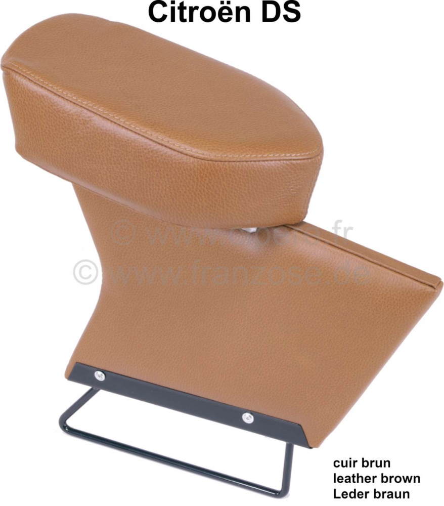 Sonstige-Citroen - Middenarmsteun, geschikt voor Citroen DS. Bruin leer (naturel fauve).