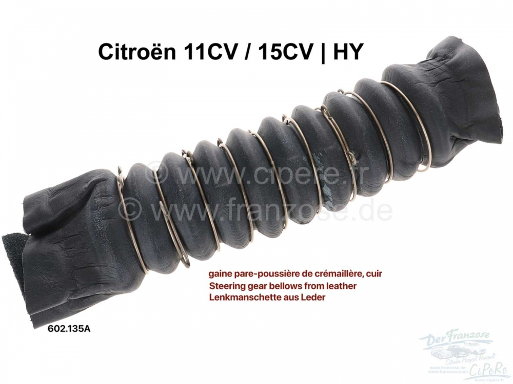 Citroen-DS-11CV-HY - Lederen stuurlaars, geschikt voor Citroen 11CV + 15CV. Citroën HY. Of. Nr. 602135A