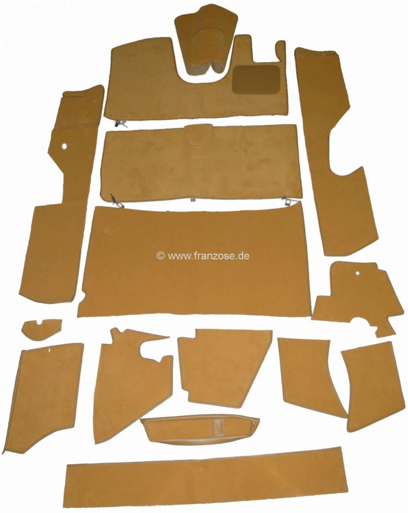 Citroen-DS-11CV-HY - DS Pallas RHD, tapijtset 14 stuks, kleur beige. Geschikt voor Citroen DS Pallas, rechtsges