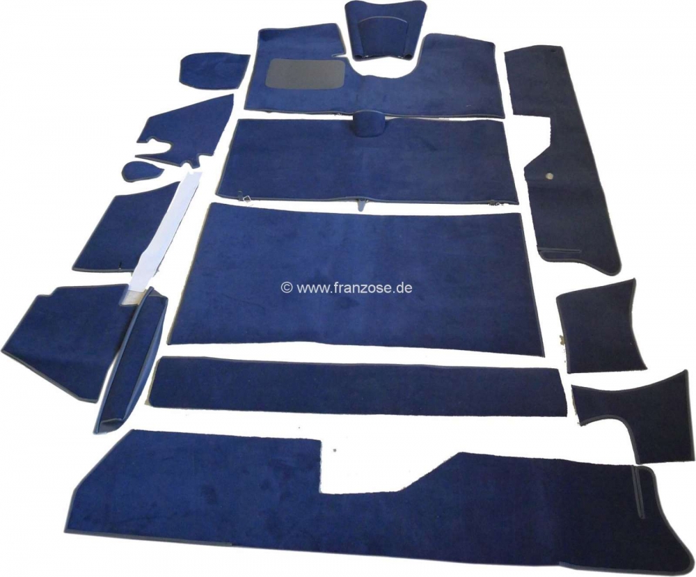 Citroen-DS-11CV-HY - DS Non Pallas, tapijtset 14 stuks, kleur donkerblauw, voor ombouw van normale DS naar Pall