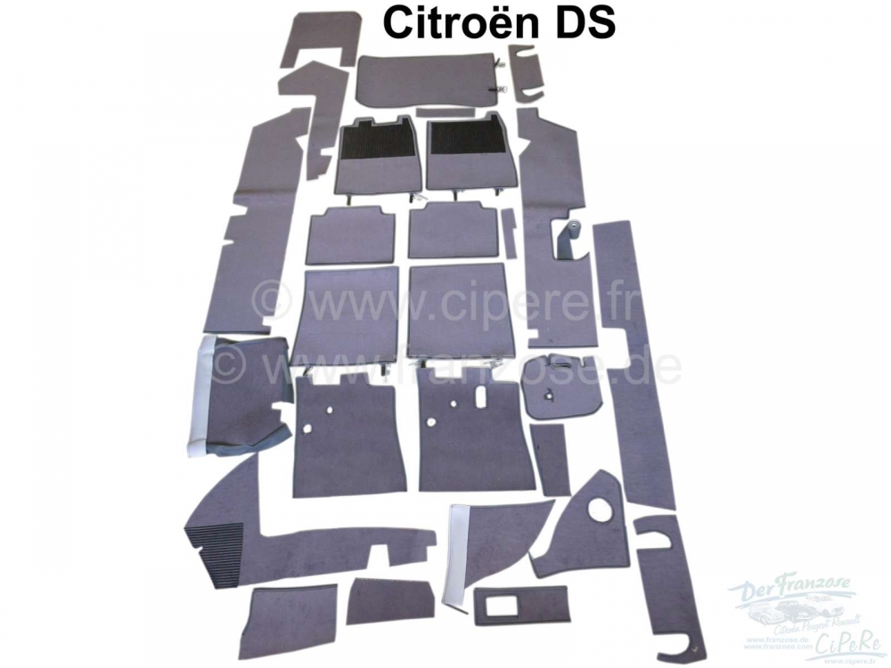 Citroen-DS-11CV-HY - SM, complete tapijtset voor Citroen SM. Kleur lichtgrijs, vergelijkbaar met origineel. 26 