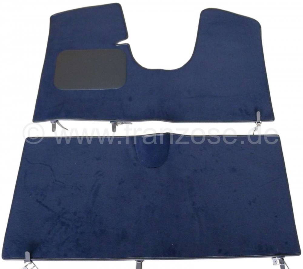 Citroen-DS-11CV-HY - Tapijtmat (donkerblauw - bleu marine)) voor + achter (vervanging voor de originele tapijte