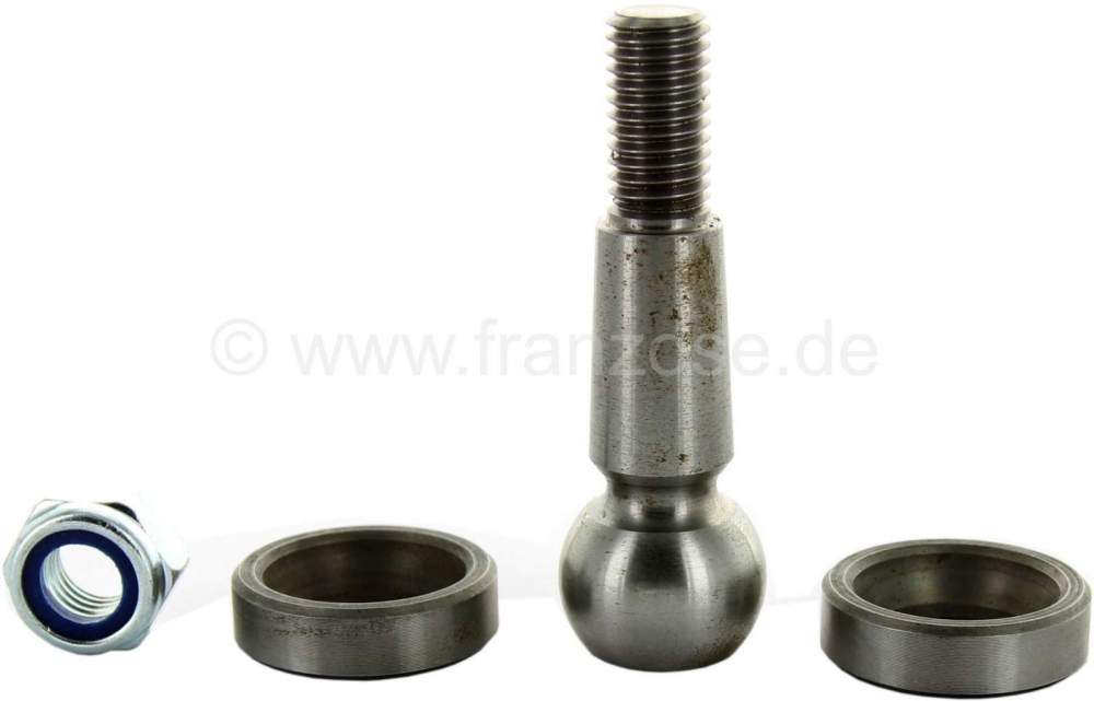 Citroen-DS-11CV-HY - Reparatieset voor trekstanguiteinde klein (bout met 2 lagerschalen). Boutlengte: 74mm. Sch