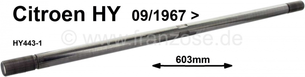 Citroen-DS-11CV-HY - Trekstang (per stuk), zonder trekstangeinde. Lengte: 603mm. Geschikt voor Citroen HY, vana