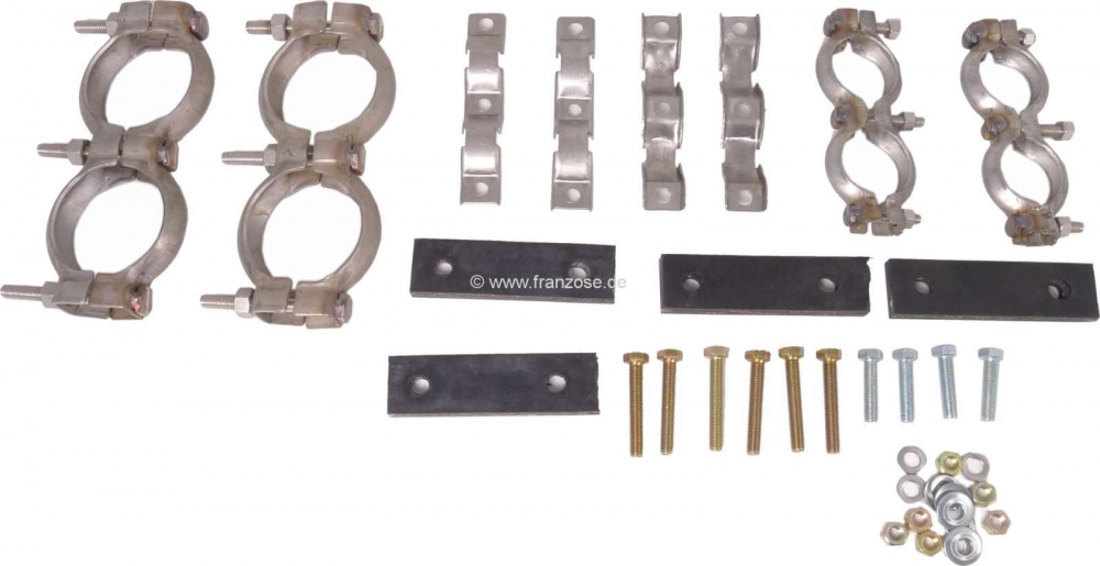 Citroen-DS-11CV-HY - SM, montageset van roestvrij staal voor het uitlaatsysteem. Geschikt voor Citroen SM.