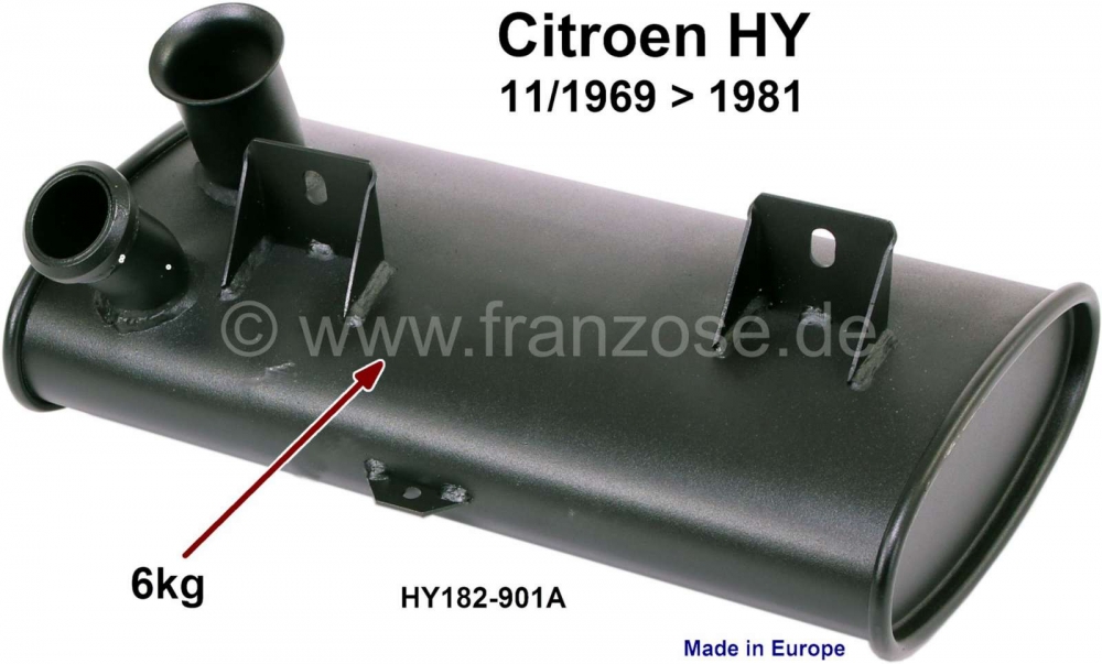 Citroen-DS-11CV-HY - Uitlaatdemper. Geschikt voor Citroen HY, vanaf bouwjaar 11/1969, Or. no. HY182-901A. Goede