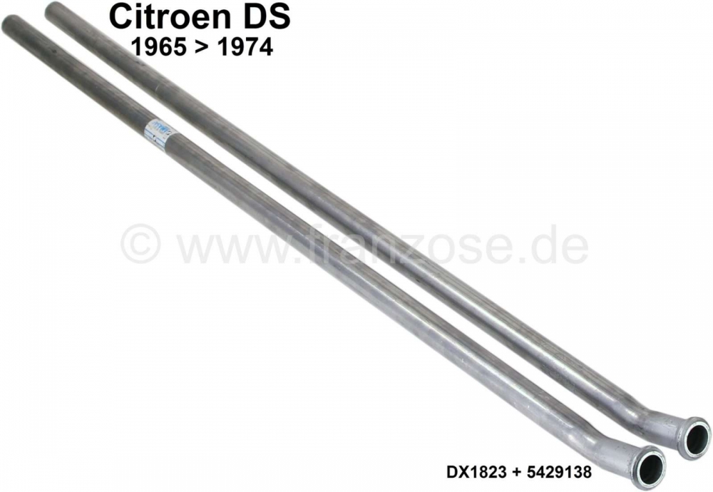 Citroen-DS-11CV-HY - DS vanaf 65, middelste uitlaatpijpen (2 stuks). Verbinding van de voordemper naar de achte