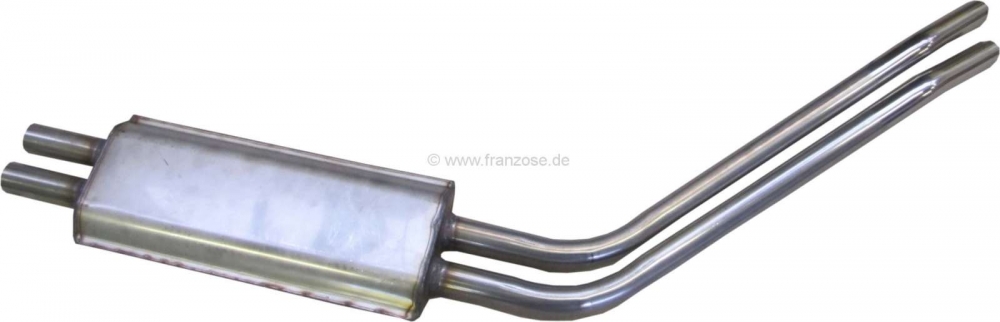 Citroen-DS-11CV-HY - DS vanaf 65, roestvrijstalen achterdemper. De uitlaatpijpen zijn gepolijst (zoals op de Pa