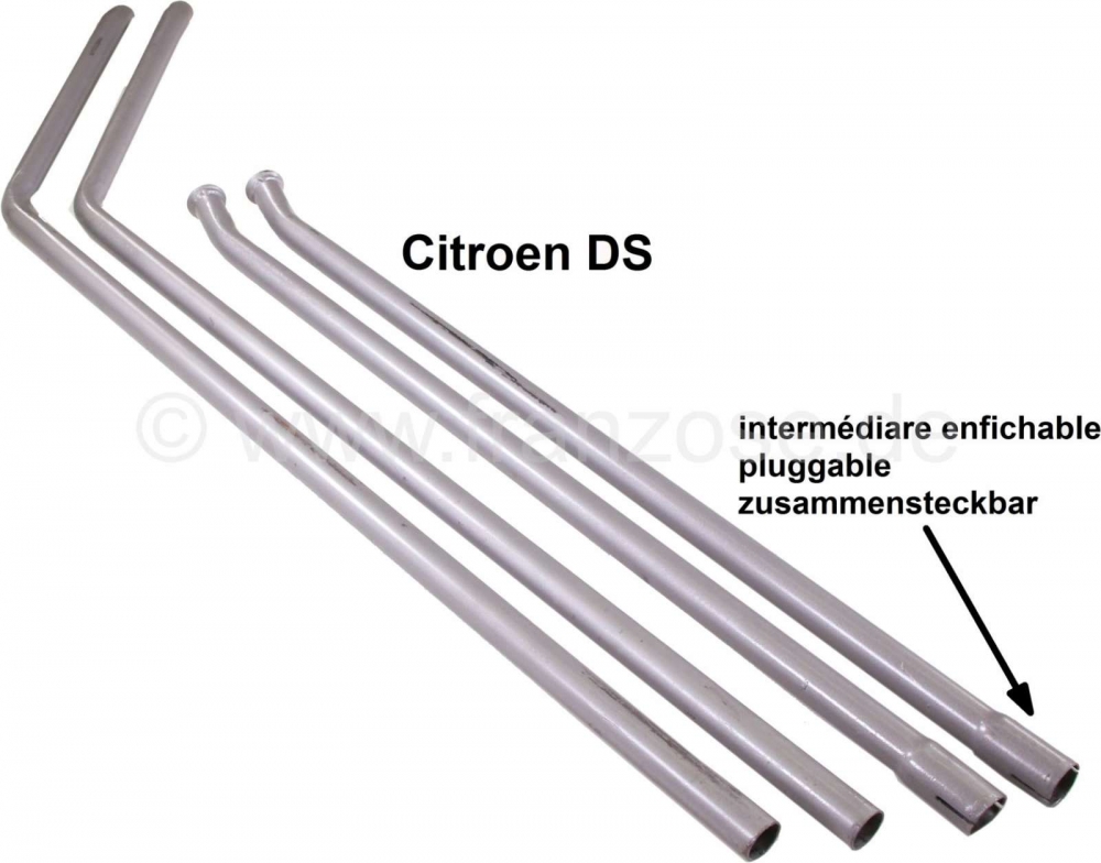 Citroen-DS-11CV-HY - DS vanaf 65, uitlaatpijpen, na voordemper (splitpijpen). Geschikt voor Citroën DS, zonder