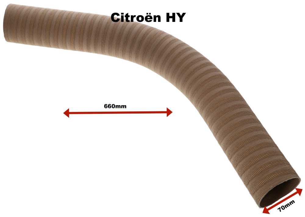 Citroen-DS-11CV-HY - Kachelslang (verseluchtslang) boven. Geschikt voor Citroen HY. Binnendiameter: 70mm. Lengt