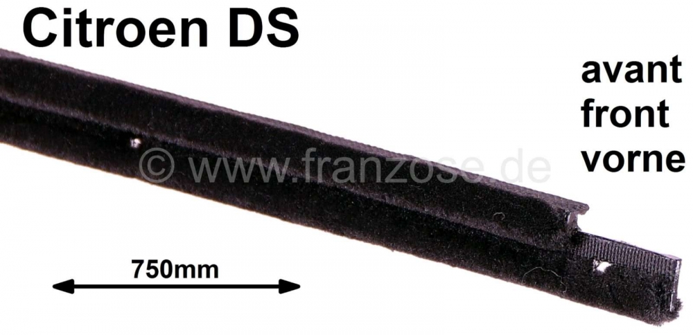 Citroen-DS-11CV-HY - Raamafdichting (vilt) binnen, voor de voordeur. Geschikt voor Citroën DS. Lengte: 750mm. 