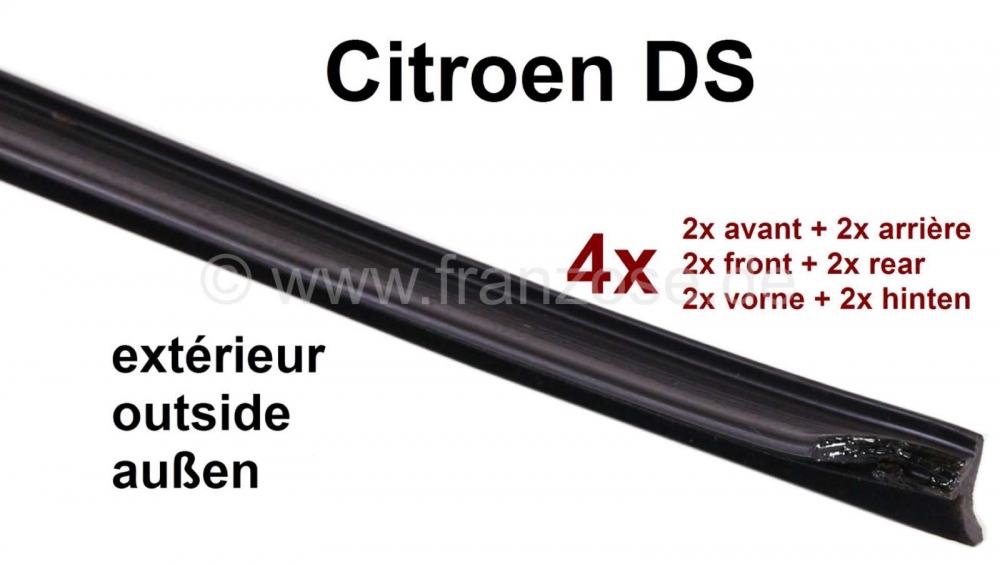 Citroen-DS-11CV-HY - Raamrubbers (4 stuks). Geschikt voor Citroen DS berline.