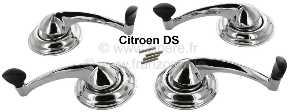 Citroen-DS-11CV-HY - Verchroomde raamslinger (4 stuks). Reproductie van een accessoire-raamslinger. Geschikt vo