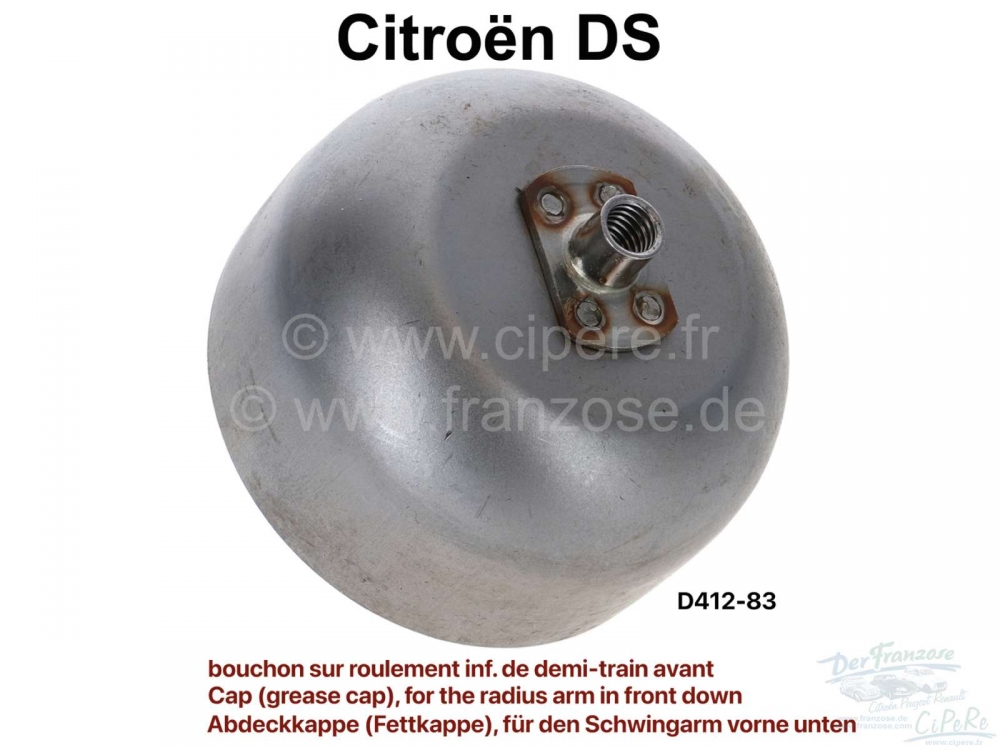 Citroen-DS-11CV-HY - Afdekkap (vetkap), voor de onderste voorbrug. Geschikt voor Citroën DS. Diameter: 61,2mm.