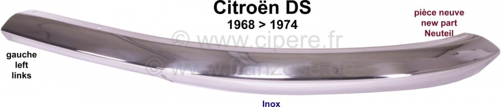 Sonstige-Citroen - Voorbumper links (roestvrij staal, zonder beugels). Geschikt voor Citroen DS, van 1967 tot