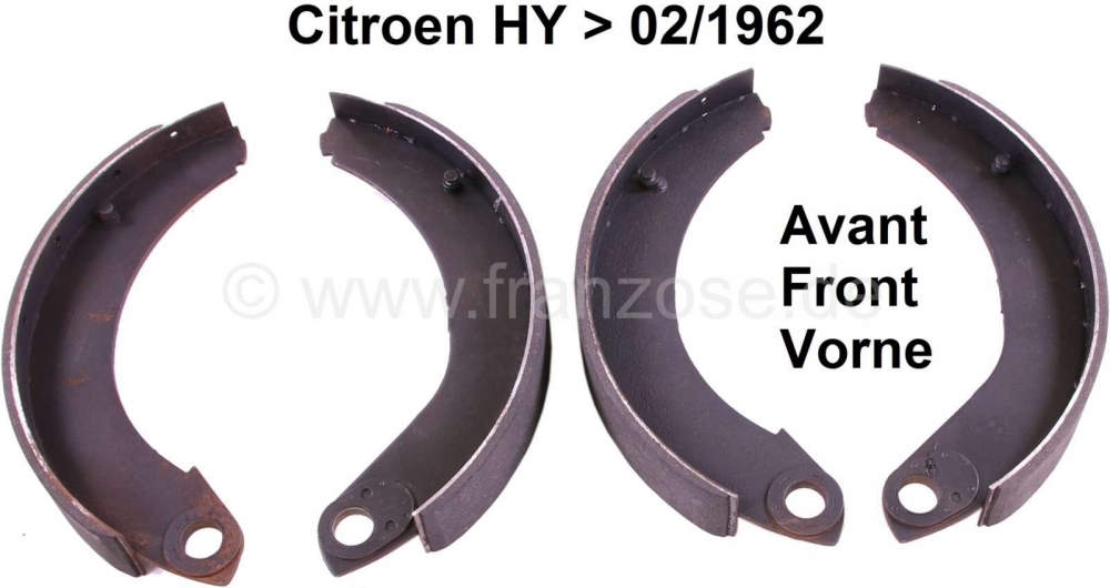 Citroen-DS-11CV-HY - Set voorremschoenen (nieuwe onderdelen), geschikt voor Citroen HY, tot bouwjaar 2/1962 + C