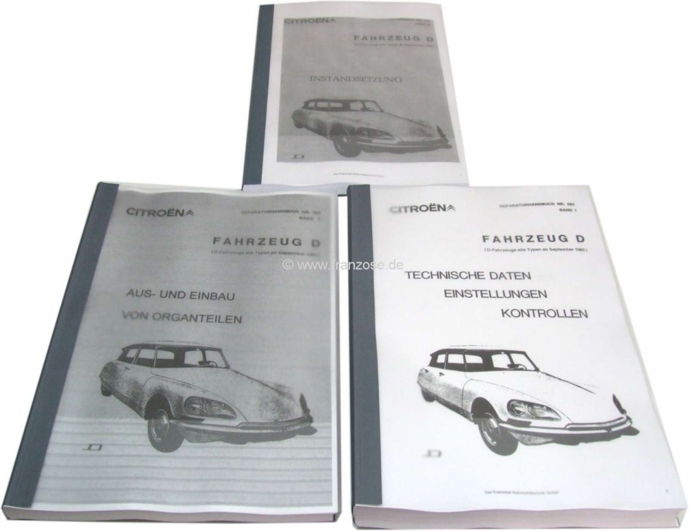 Sonstige-Citroen - Werkplaatshandboek voor Citroen DS, vanaf modeljaar 1965. 3 boeken, in totaal ca. 800 pagi