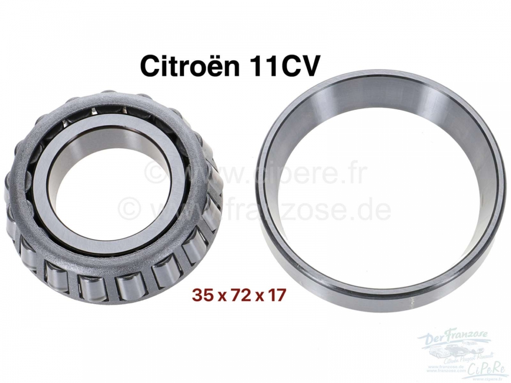 Citroen-DS-11CV-HY - Wiellager. Geschikt voor Citroen 11CV. Afmetingen: 35 x 72 x 17. Of. Nr. 89964.