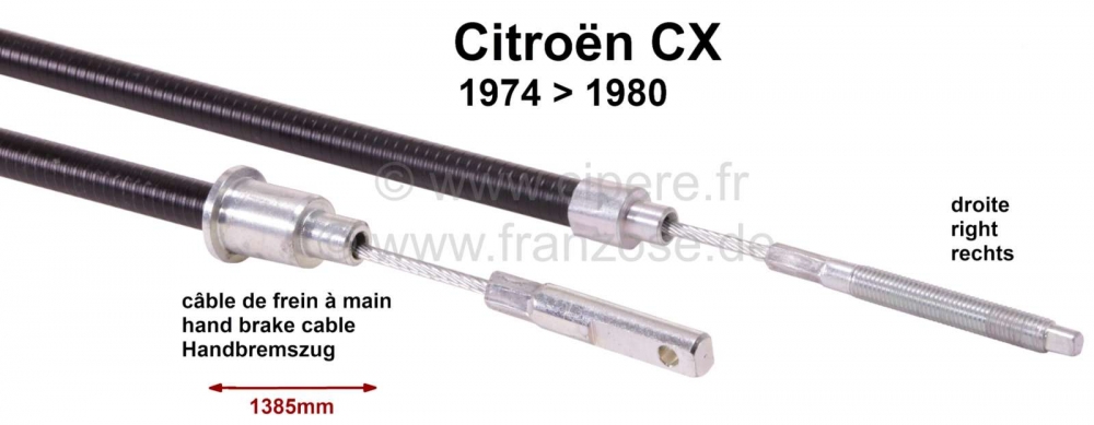 Sonstige-Citroen - Handremkabel CX 74-80 rechts 1385mm 5490303