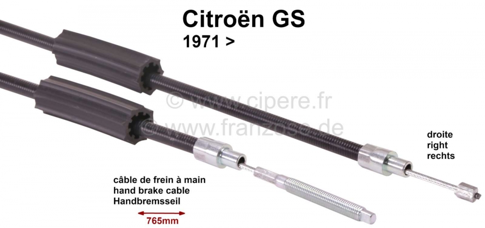 Sonstige-Citroen - Handremkabel GS vanaf 71 links 765mm 4225402