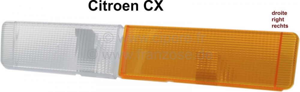 Sonstige-Citroen - CX, knipperlichtkap rechtsvoor. Kleur: oranje-wit. Geschikt voor Citroen CX 2 (kunststof b