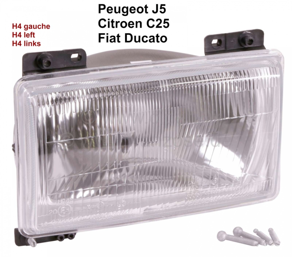 Sonstige-Citroen - J5/C25/Ducato, H4 koplamp links, zonder koplampnivellering. Peugeot J5 + Citroën C25. Of.