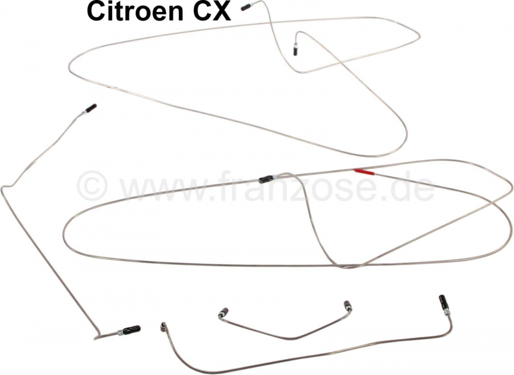 Sonstige-Citroen - Hydraulische leidingen voor CX short model 09.76-90, roestvrij staal, 5 leidingen in totaa