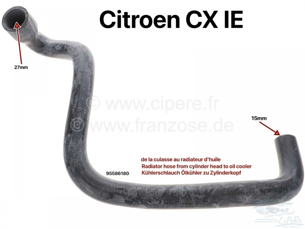 Sonstige-Citroen - CX 25ie, radiatorslang van cilinderkop naar oliekoeler. Geschikt voor Citroen CX 25 IE. Di
